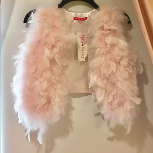 Girls' Pink Feathered Vest